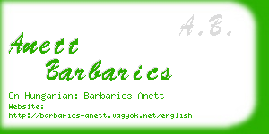 anett barbarics business card